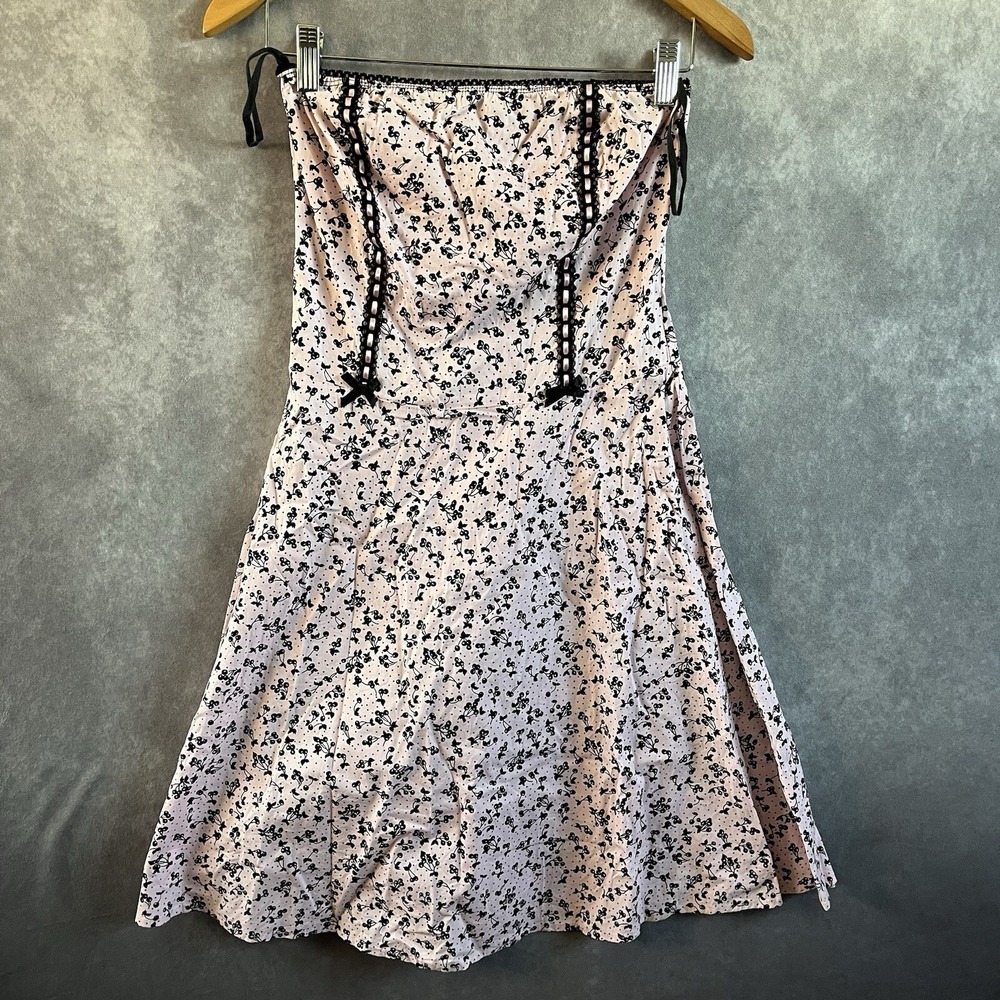 Ruby Rox Girls Juniors Midi Dress Pink Black Cherries 50s‎ Vibe Size 7 / Fits XS